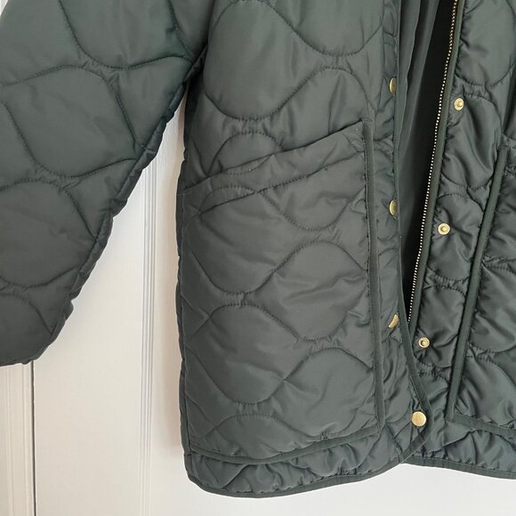 Quince Featherless Quilted Long Puffer Jacket in Verdant Green | Size S - Picture 7 of 10